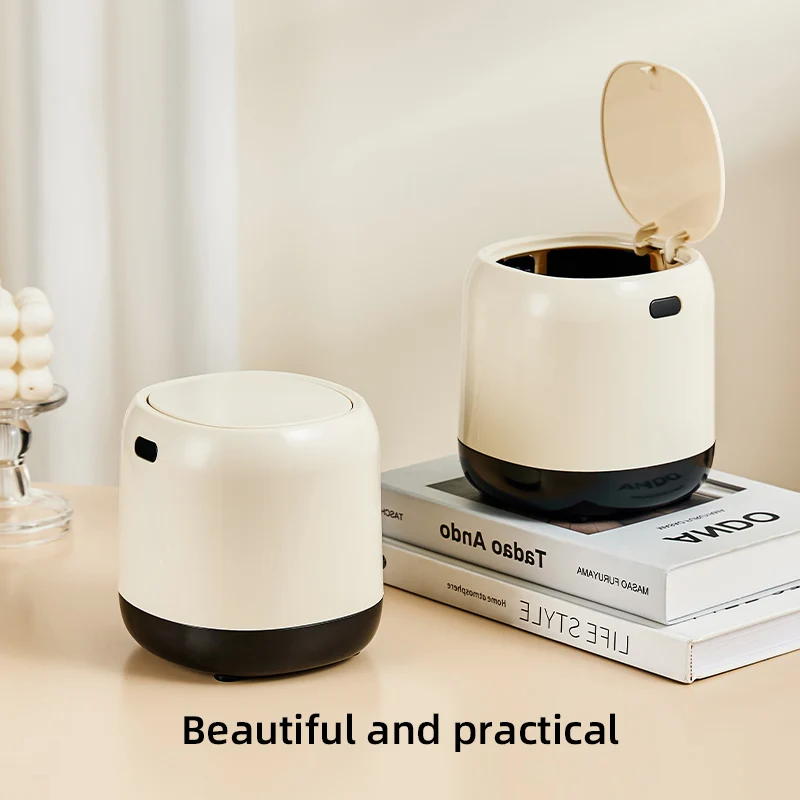 Cute Covered Waste Bin Household Use Simple Desktop Paper Basket Bedroom Living Room Kitchen Toilet Small Coffee Table Design