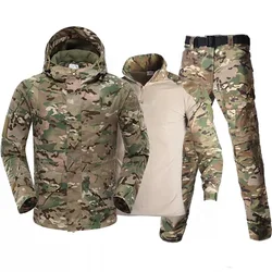 YAKEDA 3 Pieces Set Fleece Combat Camouflage G8 Uniform Tactical Winter Jacket Tactical Suit