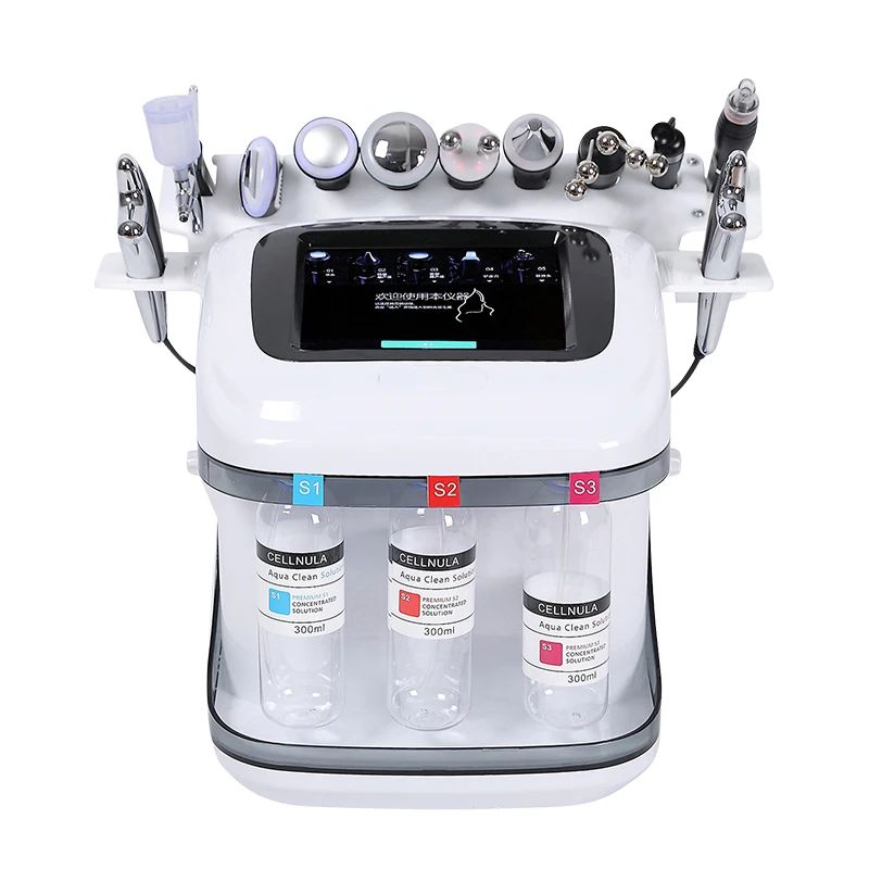 Vesta original factory 10 in 1 small bubble 3 bottles h2o2 skin beauty aqua peel hydro Oxygen facial machine