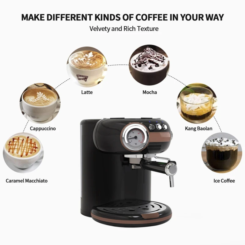 Italian pressure equipment vintage professional electric espresso coffee machine with milk frother