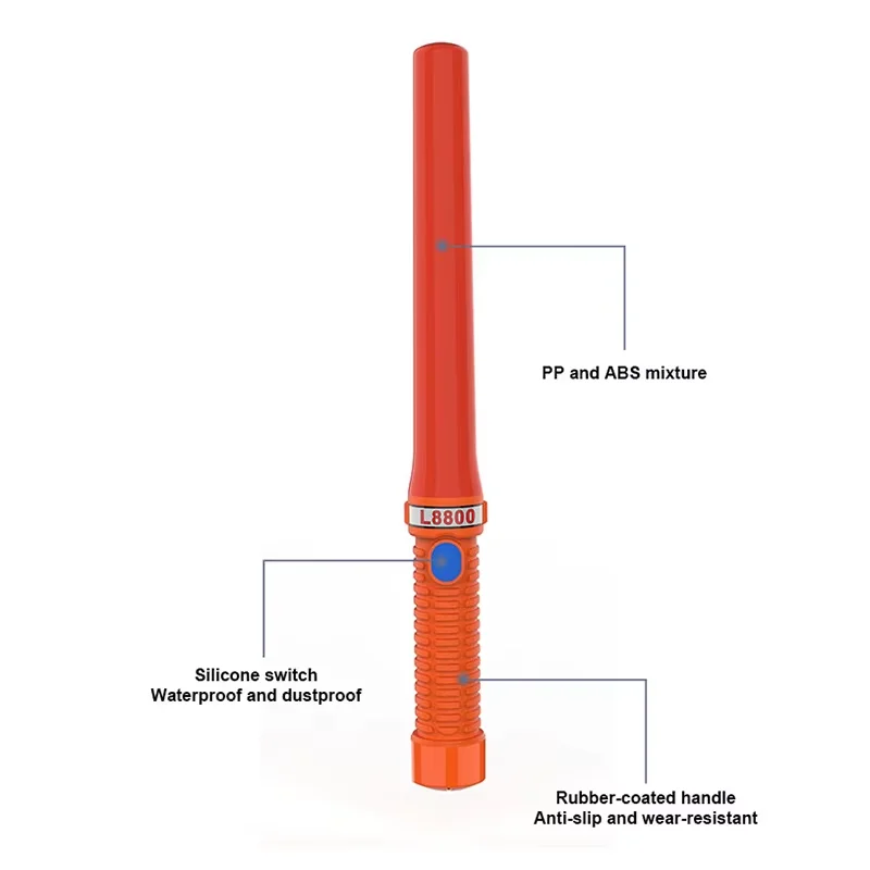 Torch Light Led Traffic Baton With 3AA Battery, Plastic Rubber Security LED Traffic Baton