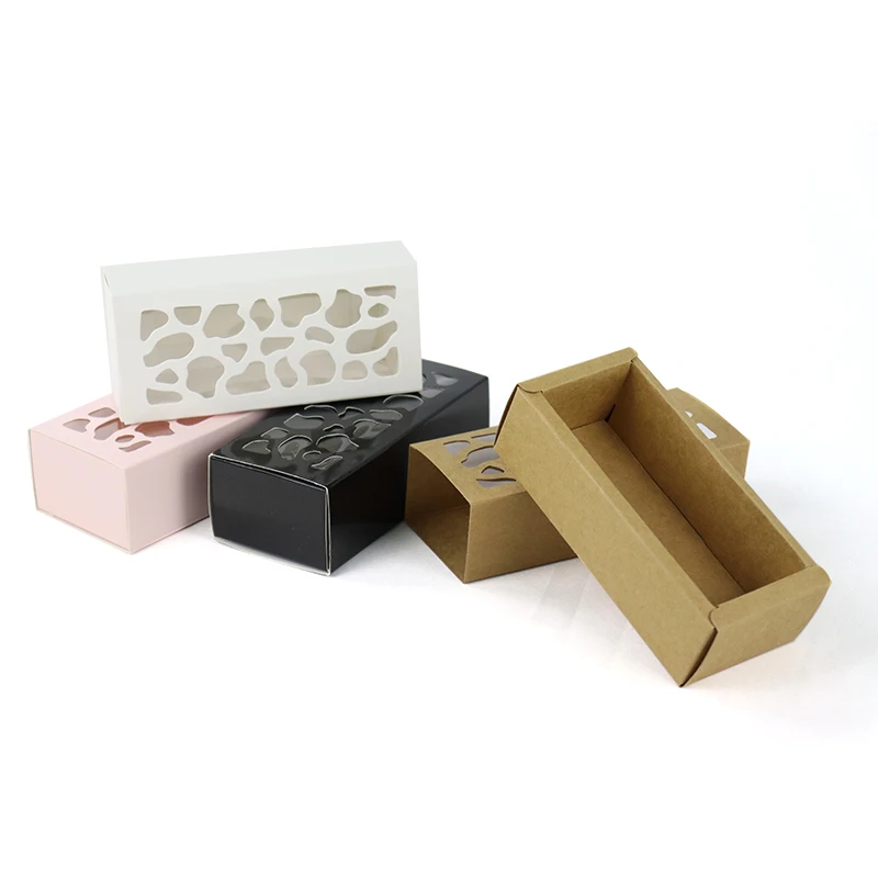 Customised Eid Square Clear Window Craft Kraft Cookie Biscuit Macaroon Boxes With Transparent Window