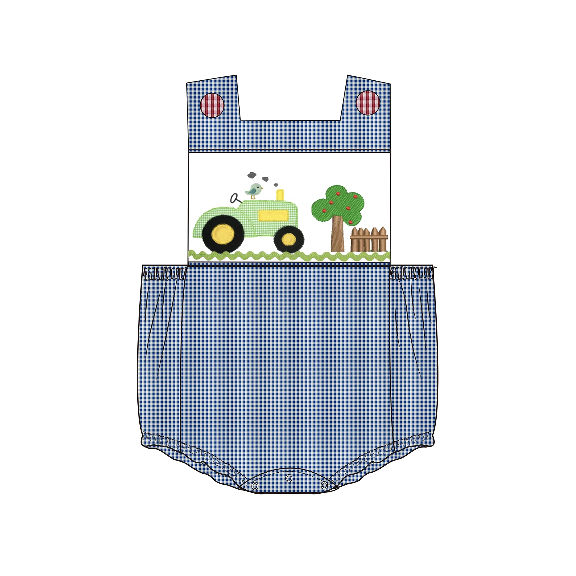Boys Kids 2t 3T Toddler Boys jumpsuit Embroidered cute pattern applique overalls made of cotton for comfortable