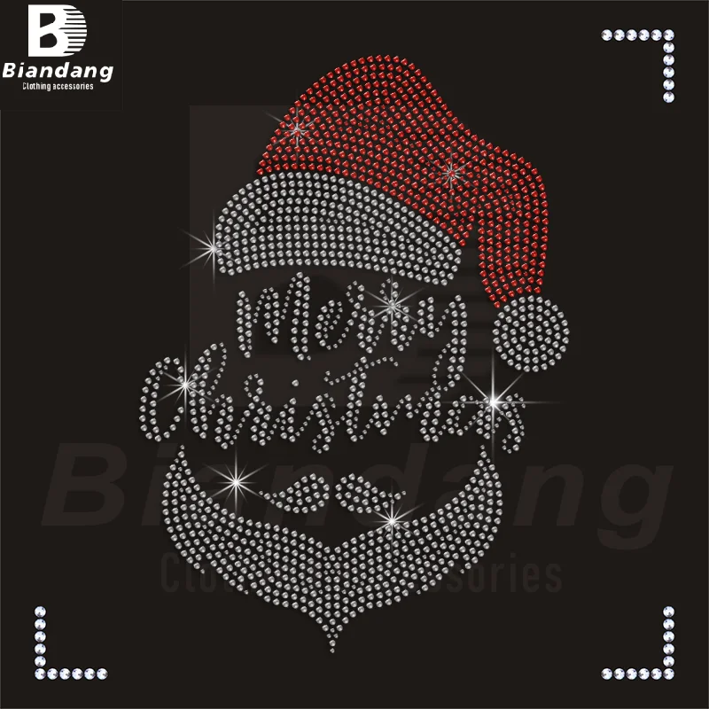 Custom Bling Cartoon Monster Designs Rhinestone Transfer Merry Christmas Decoration for Clothes Acessorries