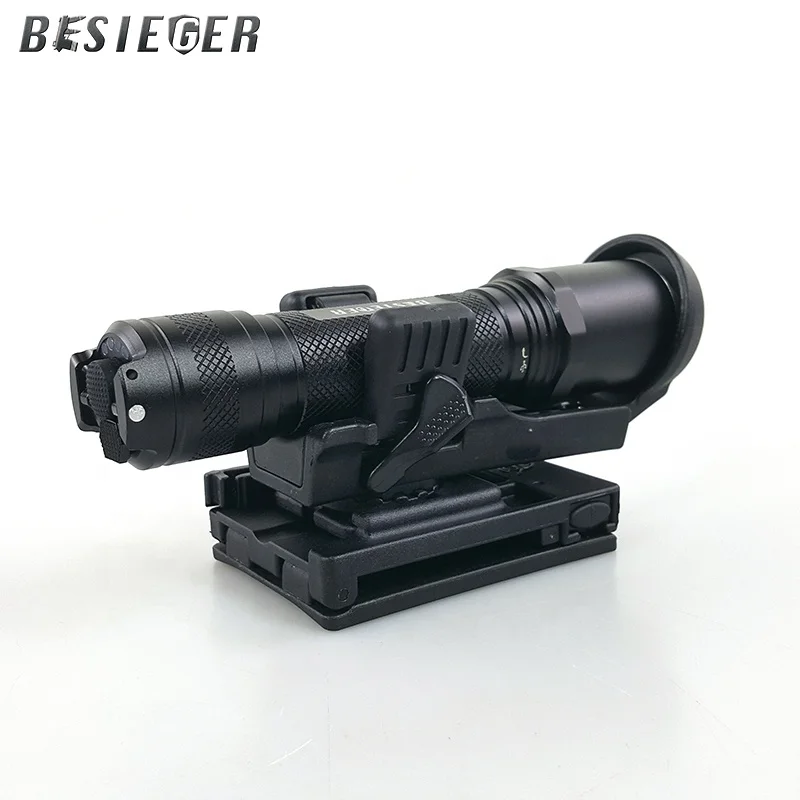 Quick exchange, rotatable and adjustable side open tactical flashlight leather case, suitable for police flashlight