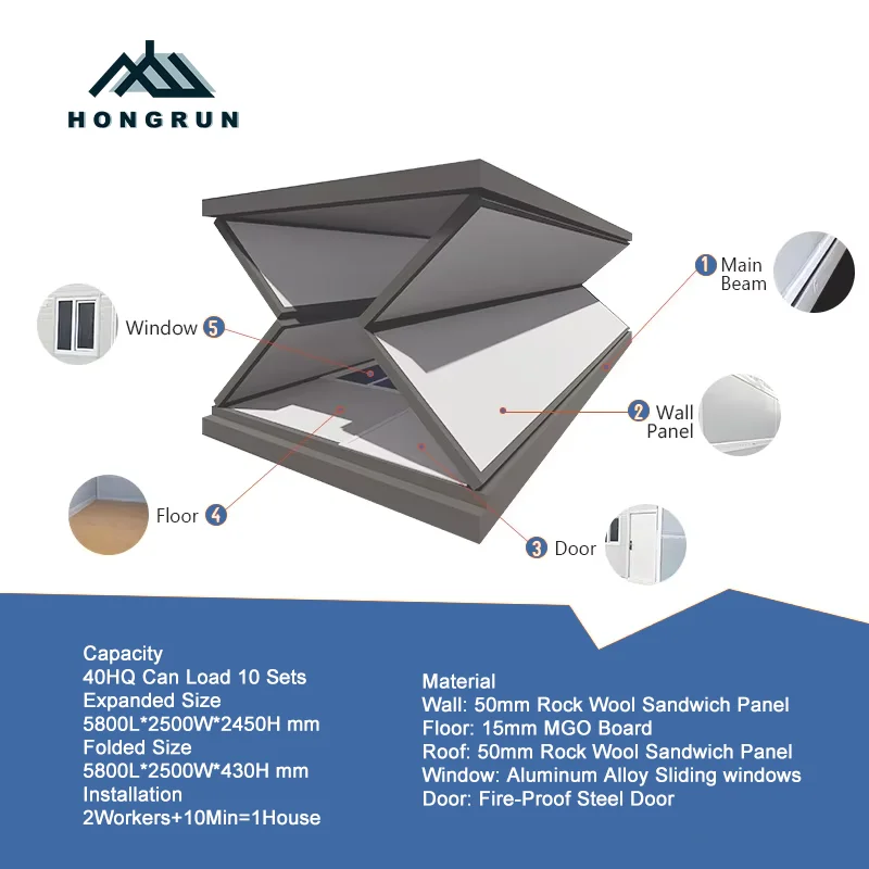 Fast Build Prefab House 20ft 40ft Modular Folding Container House Camping Foldable Small Tiny Container House Home Office