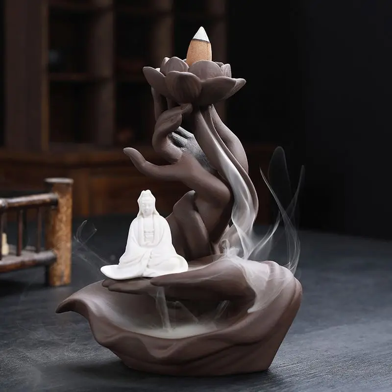 Backflow Incense Holder Waterfall Incense Sticks Censer Handmade Ceramic Home Decor Gift Statue