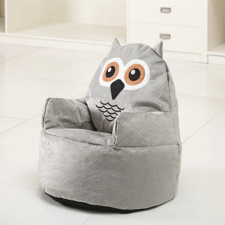 Soft velvet cute animal design armchair cover kids bean bag sofa