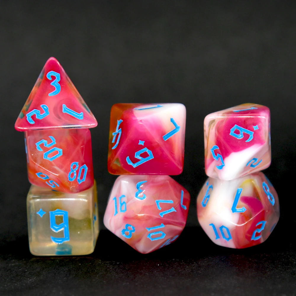 HS Dice Blend colors  Polyhedral DnD Mixed Color Dice 7pcs Set for RPG Dungeons and Dragons Board Games