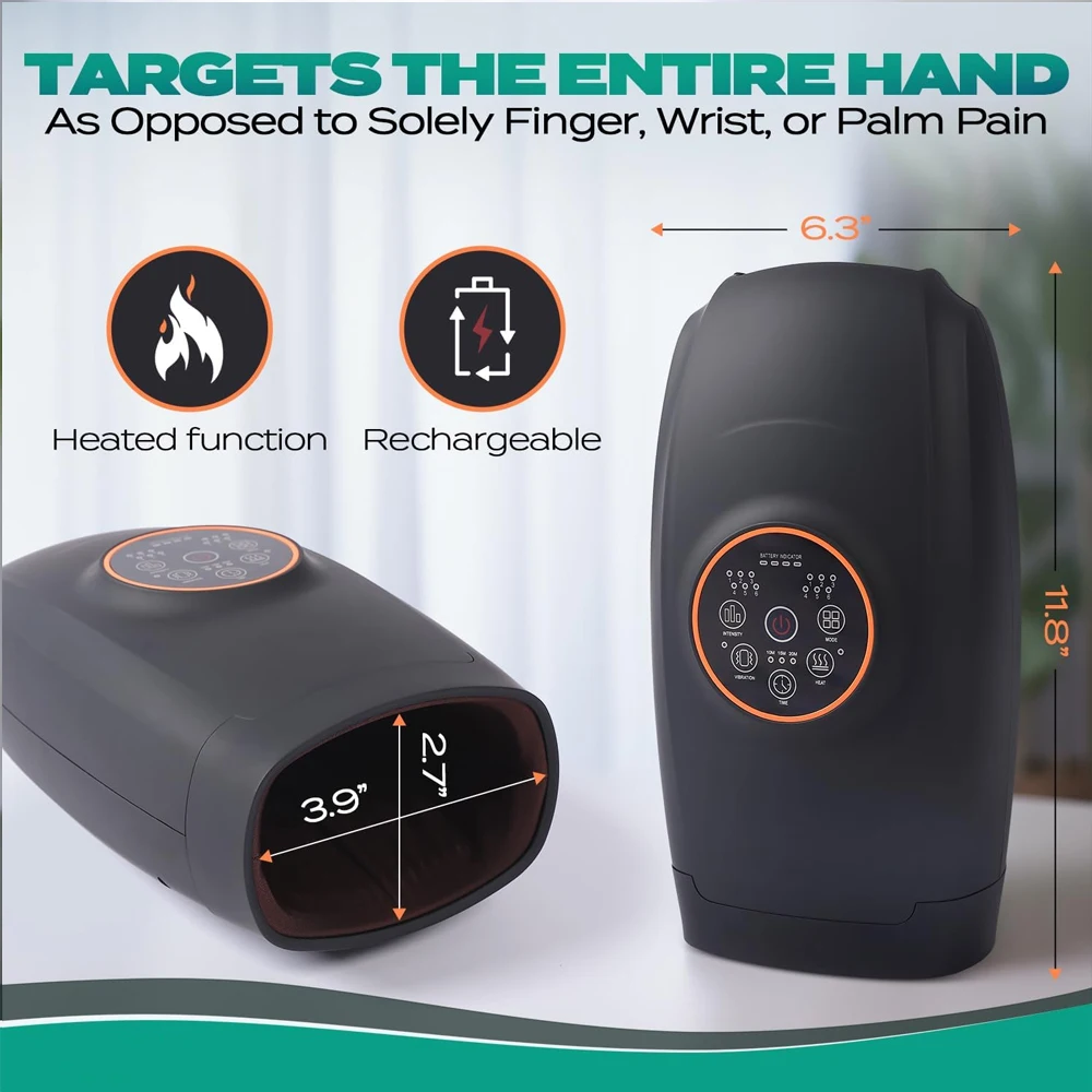 Best Selling 2024 Health Care Wireless Electric Hand Massager with 3 Levels Compression & Heat Cordless Hand Massager Machine