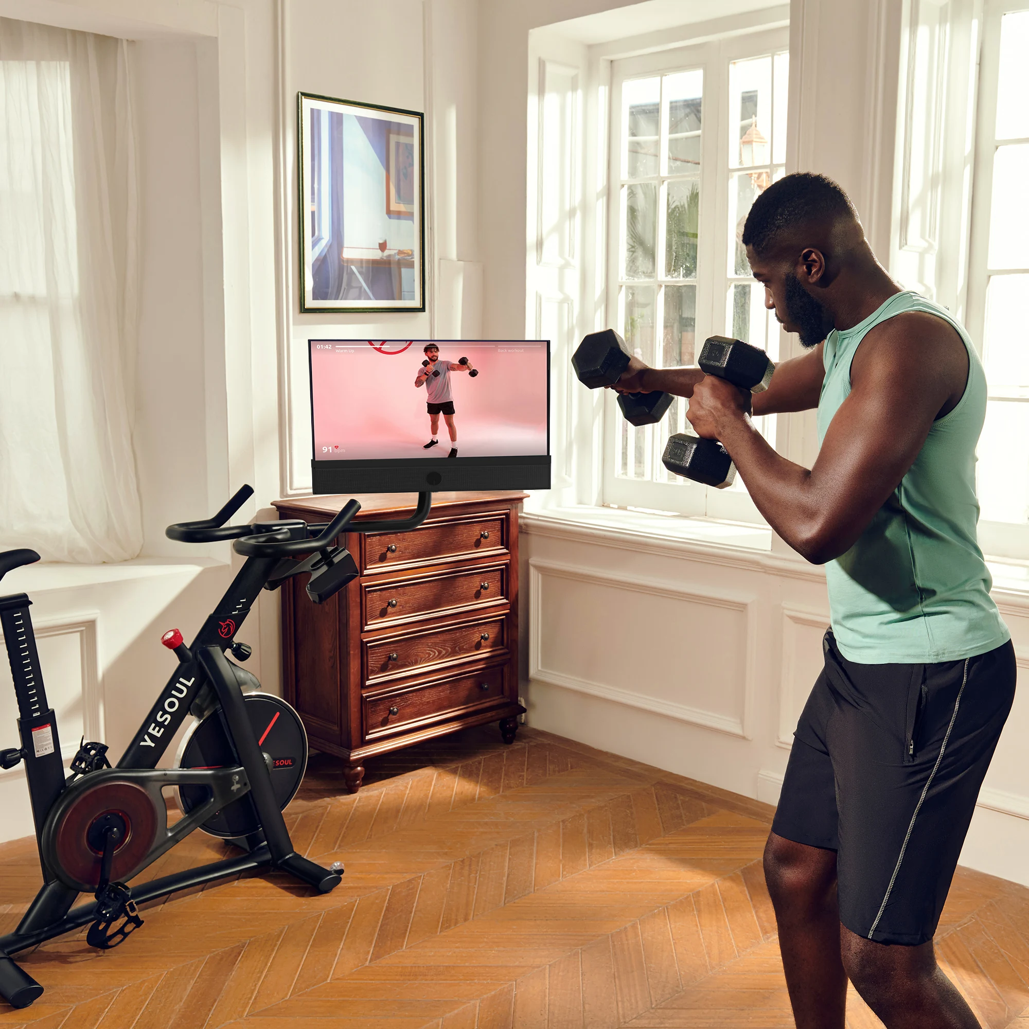 Yesoul G1M Plus  Exercise Bike with TV Screen, Magnetic Resistance Silent Belt Drive Home Cardio Gym