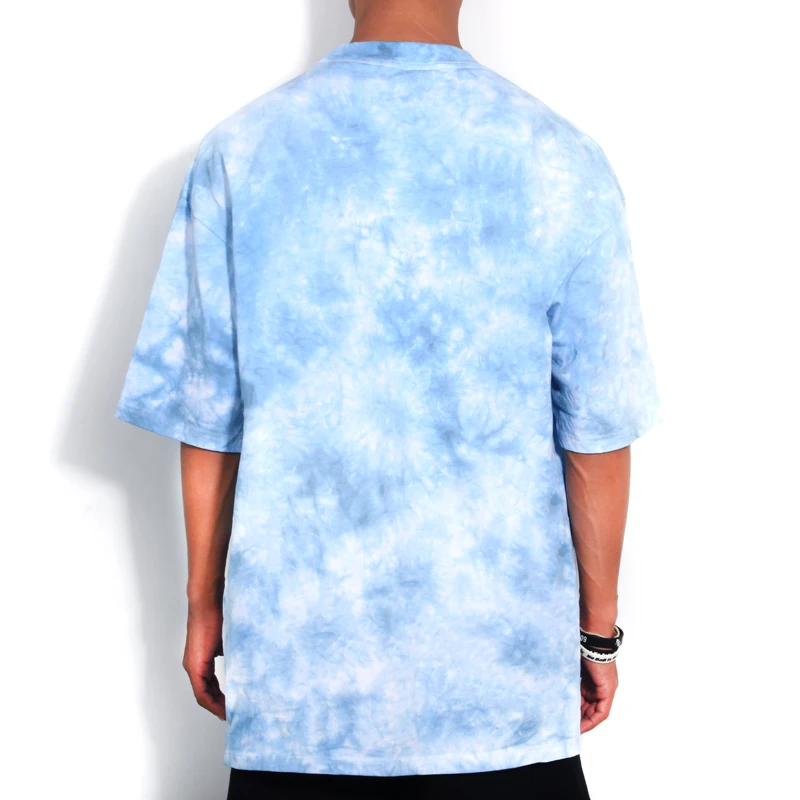 Wholesale supply high quality 100% cotton fabric washed tie-dye tshirt mens custom tie dye t shirt