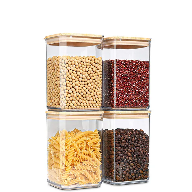 Airtight Canisters Sets Glass Food Storage Container Storage Jars , Kitchen Canisters Sets , Spice Jars Flour Containers of 6