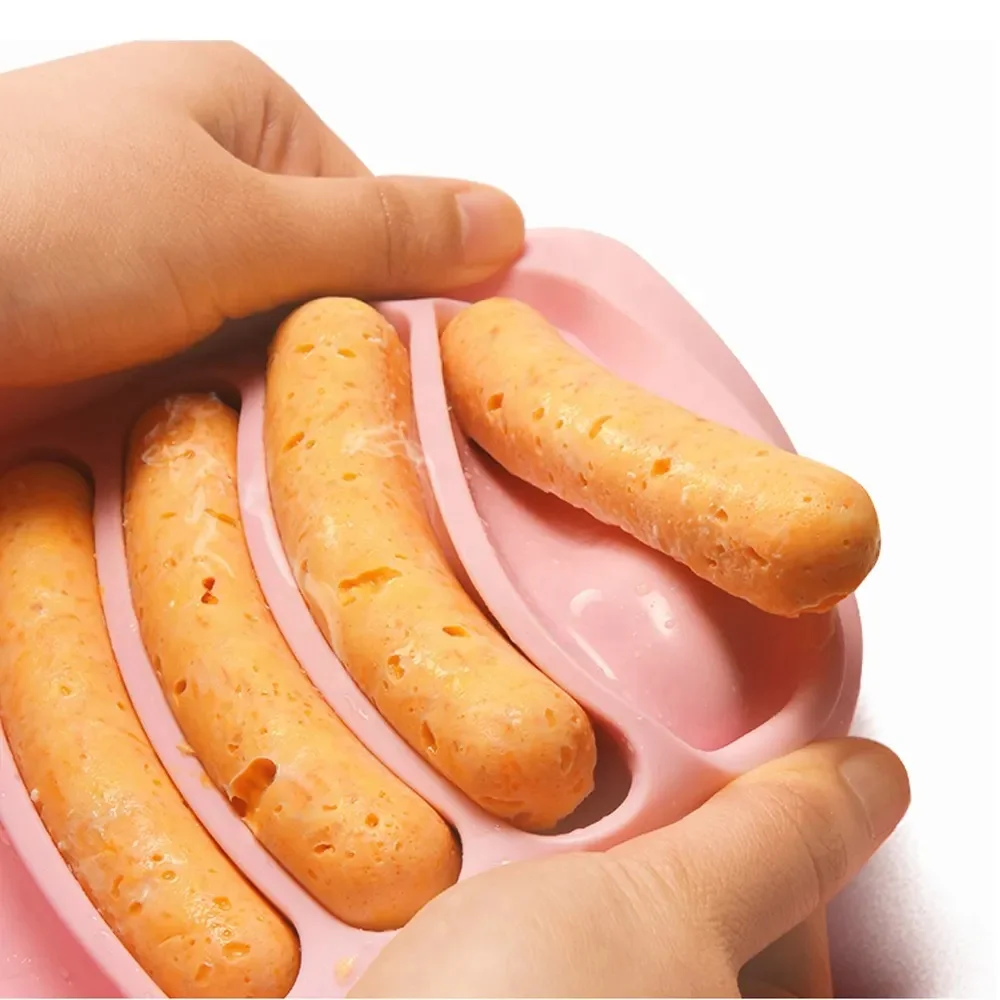 wholesale Diy Homemade Baby Meat Press Food Aids Ham Hot Dog Diy Food Grade Silicone Hot Dog Sausage Mold Tray food tray