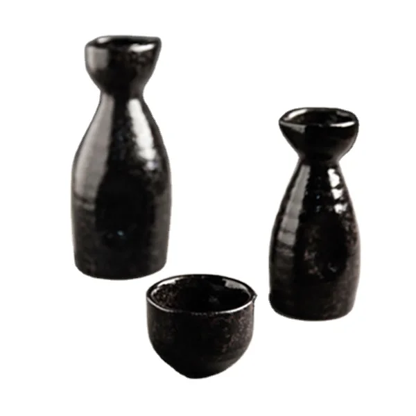 Ceramic Wine Bottle and Cup with Solid Color Japanese Sake Bottle, Drinkware Ceramic Sake Bottle Set