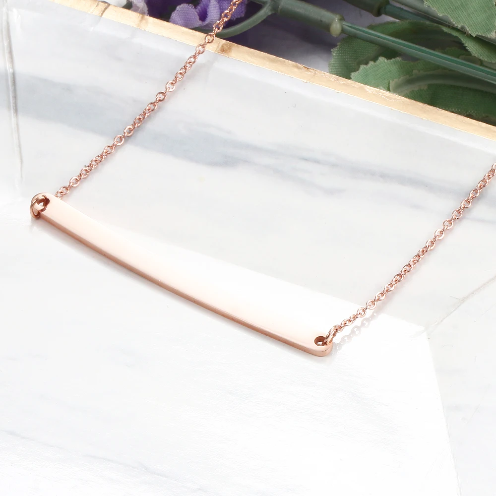 Titanium steel rose gold  Word necklace niche design simple temperament female
