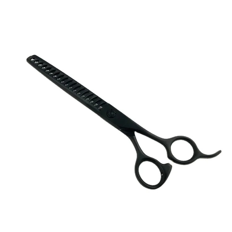 JA60TB 7.0 inch 440C pet grooming thinning shears scissors with 14 16 18 20 fish bone teeth dogs black titan salon ball bearing