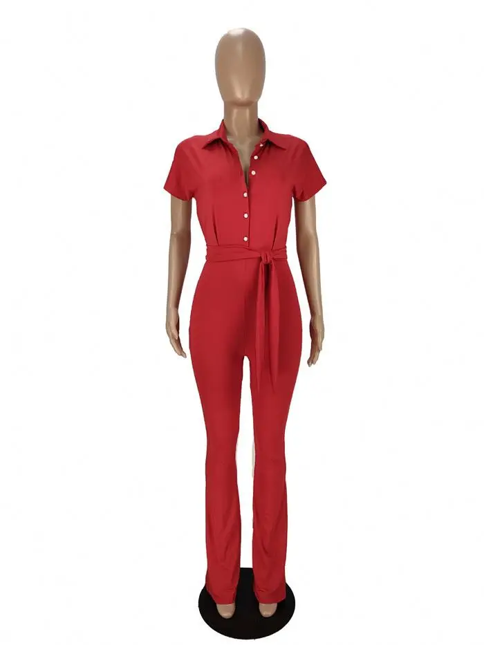 N8513-latest products 2022 turn down collar elegant jumpsuit for ladies african plus size jumpsuits