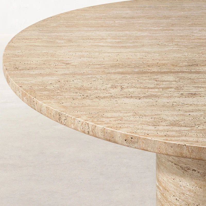 Круглый обеденный стол, популярный желтый, белый, из травертина, круглый мраморный обеденный стол
