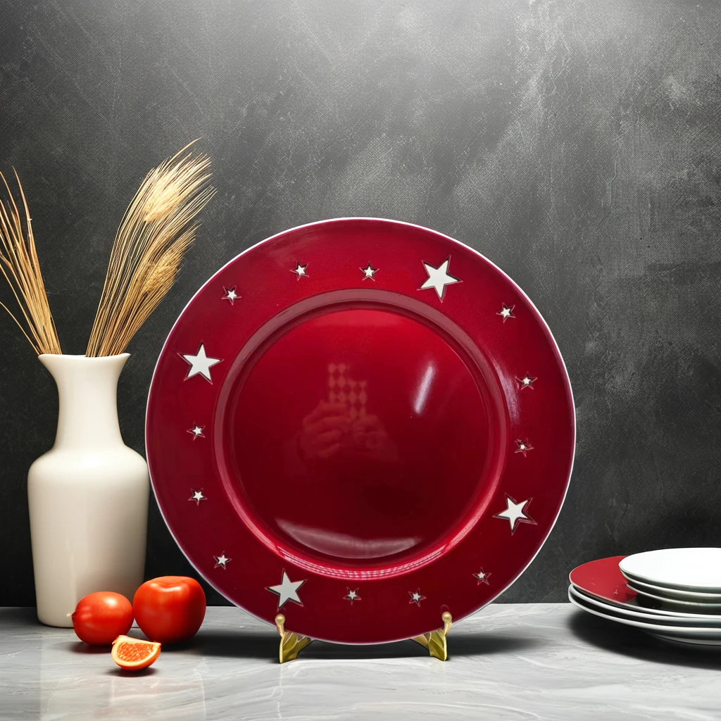 Xmas Christmas Tree Design  Plastic Charger Plate  Decorative Underplates Wedding Home Restaurant Tray Dishes