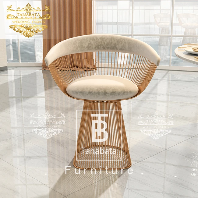 Modern Stainless Steel Upholstered Dining Chairs With Arms