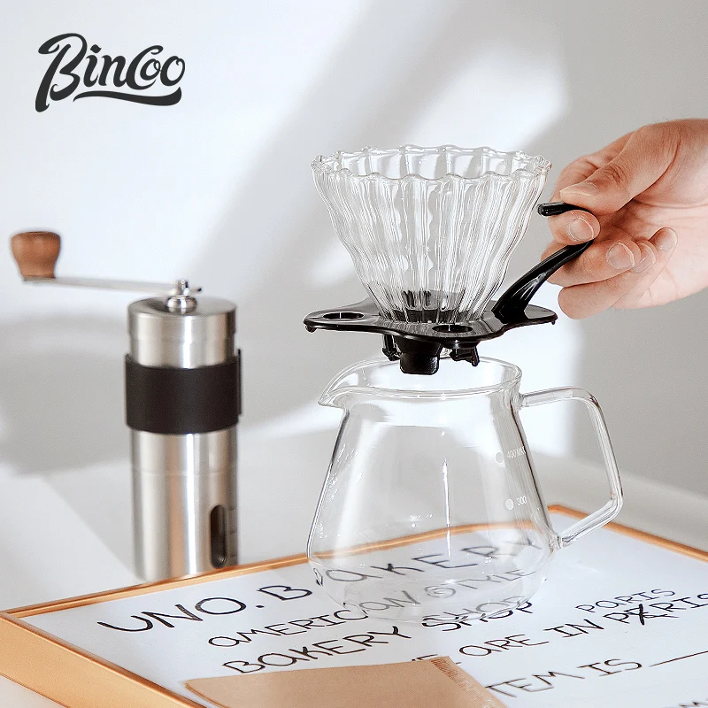 Bincoo Basic 5-piece Pour Over Coffee Maker Set with Gift Box Includes Kettle, Coffee Grinder and Glass Filter, Coffee Filter Pa