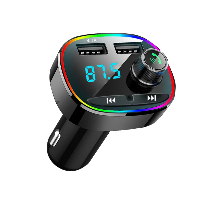 LED Car MP3 Player Radio Bluetoothes Adapter Music Player Hands-free Bluetoothes Car FM Transmitter 1678-1 QC3.0 & 7 Colors 15W