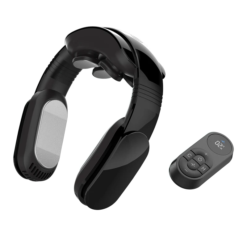 Portable Neck Fan Cooler and Heater with Massage Function Adjustable Neck Massager Semi Conductor Cold hot Compress