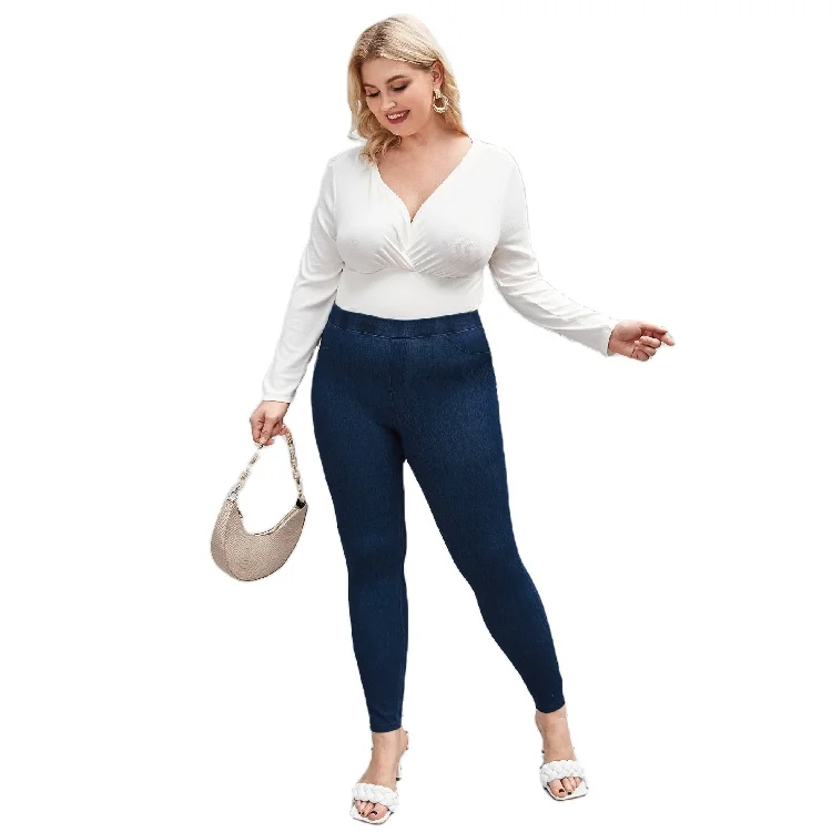 
Stylish High Waist Skinny Stretch Plus Size Black Jeans For Women 