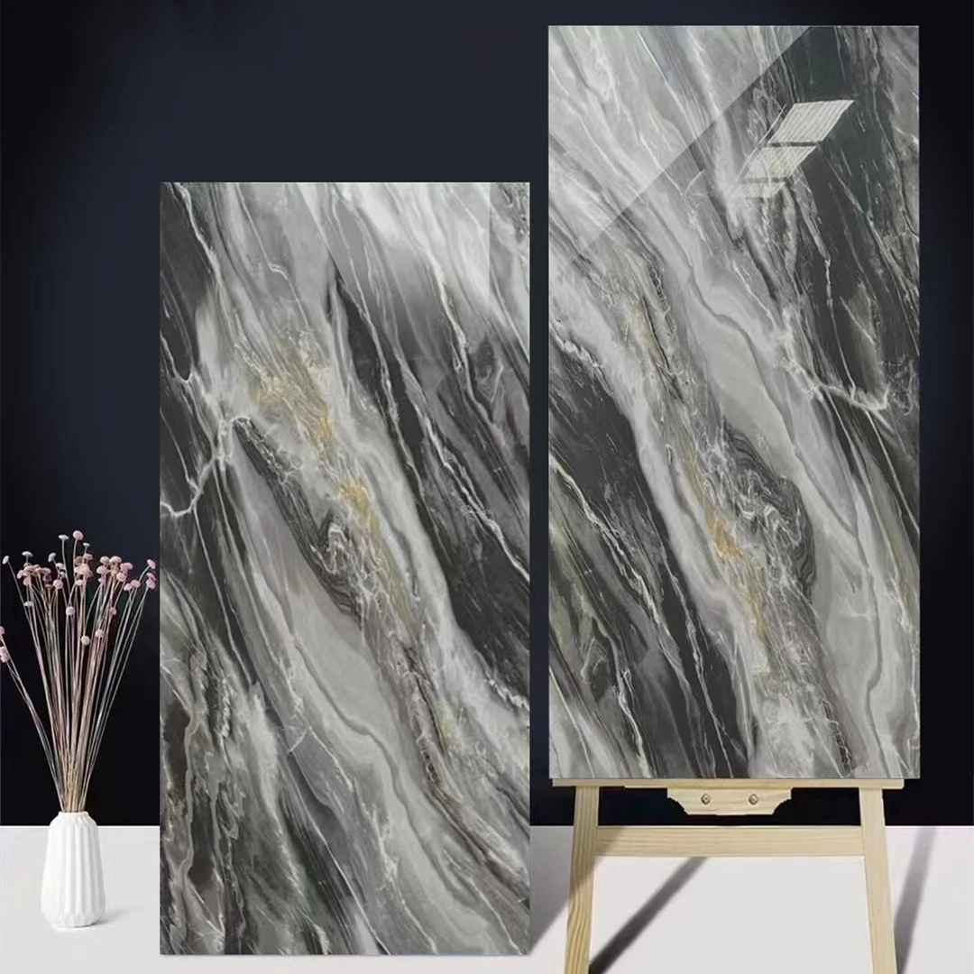 600*1200mm Latest Design Dark Color Marble Decorative Glossy Floor tile for house
