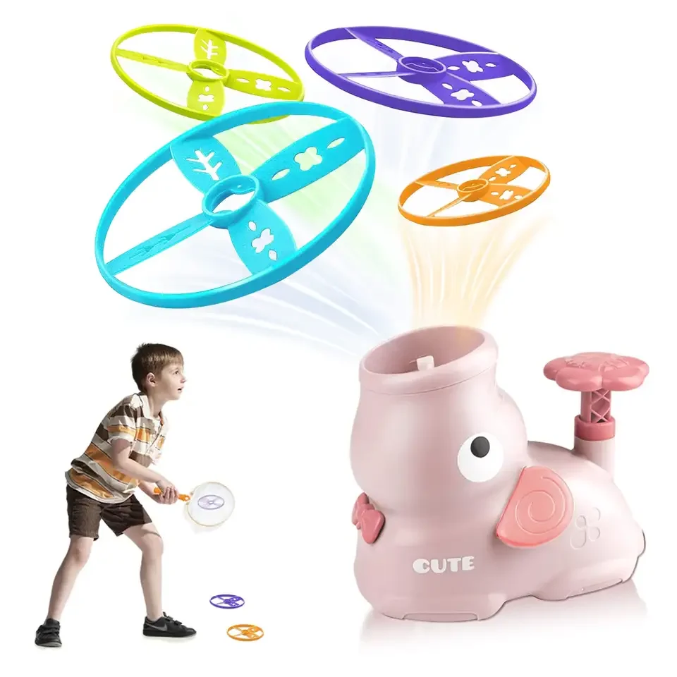 Hot Selling Flying Outdoor Kid Game Flying UFO Disc Saucer Launcher Toy Led Elephant Butterfly Catching Game Rocket Launcher Toy