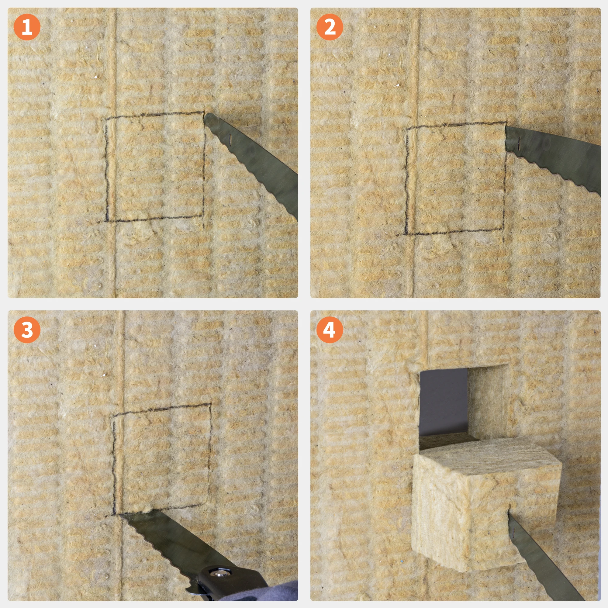 MINOVA Custom Logo Foldable Rubber Handle Mineral Wool Panels Glass Wool Panels Insulation Knife Saw