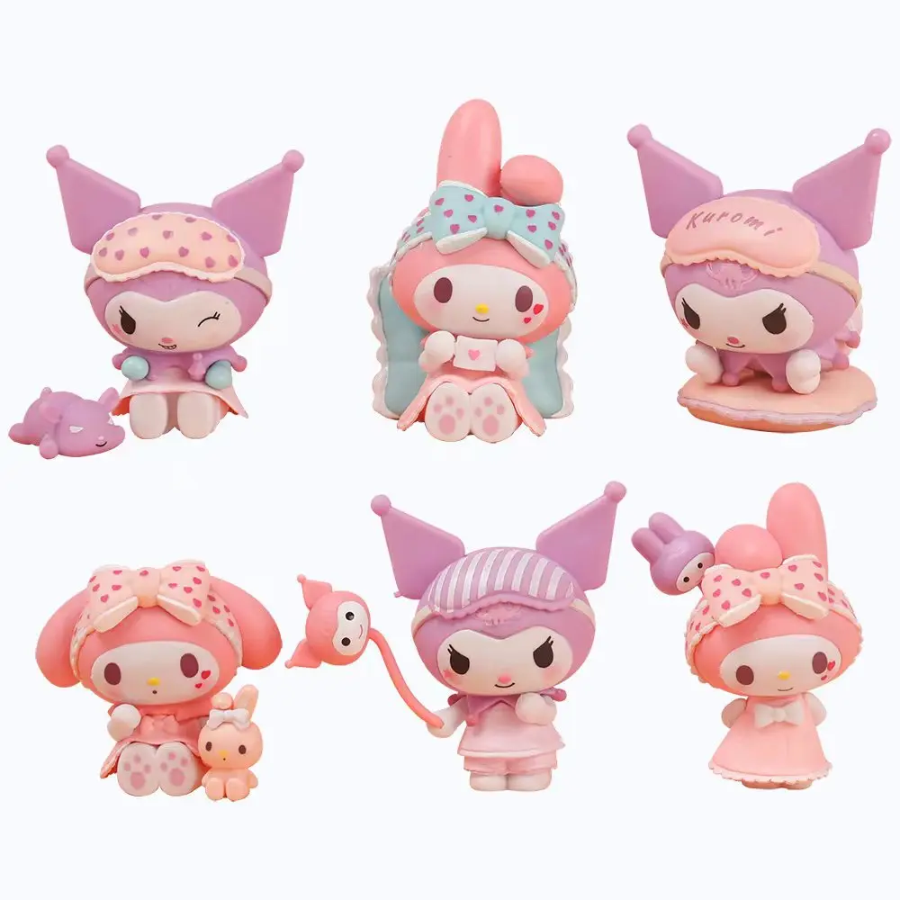 Creative Cartoon My Melody Kuromi Figurine Car Table Cake Decoration Miniature Doll Ornament Kids Action Figure Toy Wholesale
