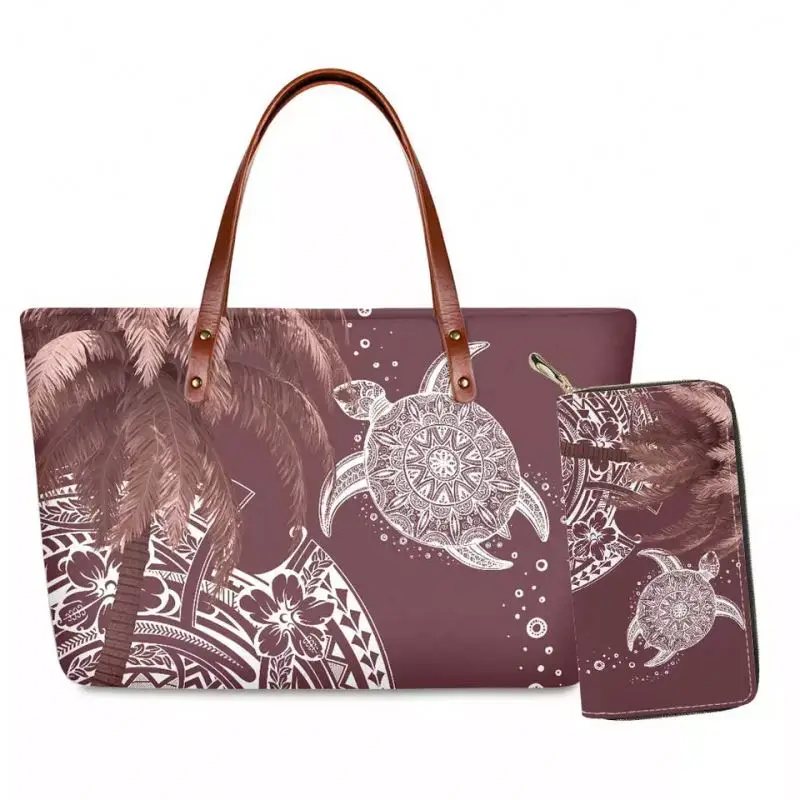 Wholesale Polynesian Tribal Hawaiian Turtle Pattern Tote Bag Custom Ladies Hand Bag Manufacturer The Tote Bag Handbags For