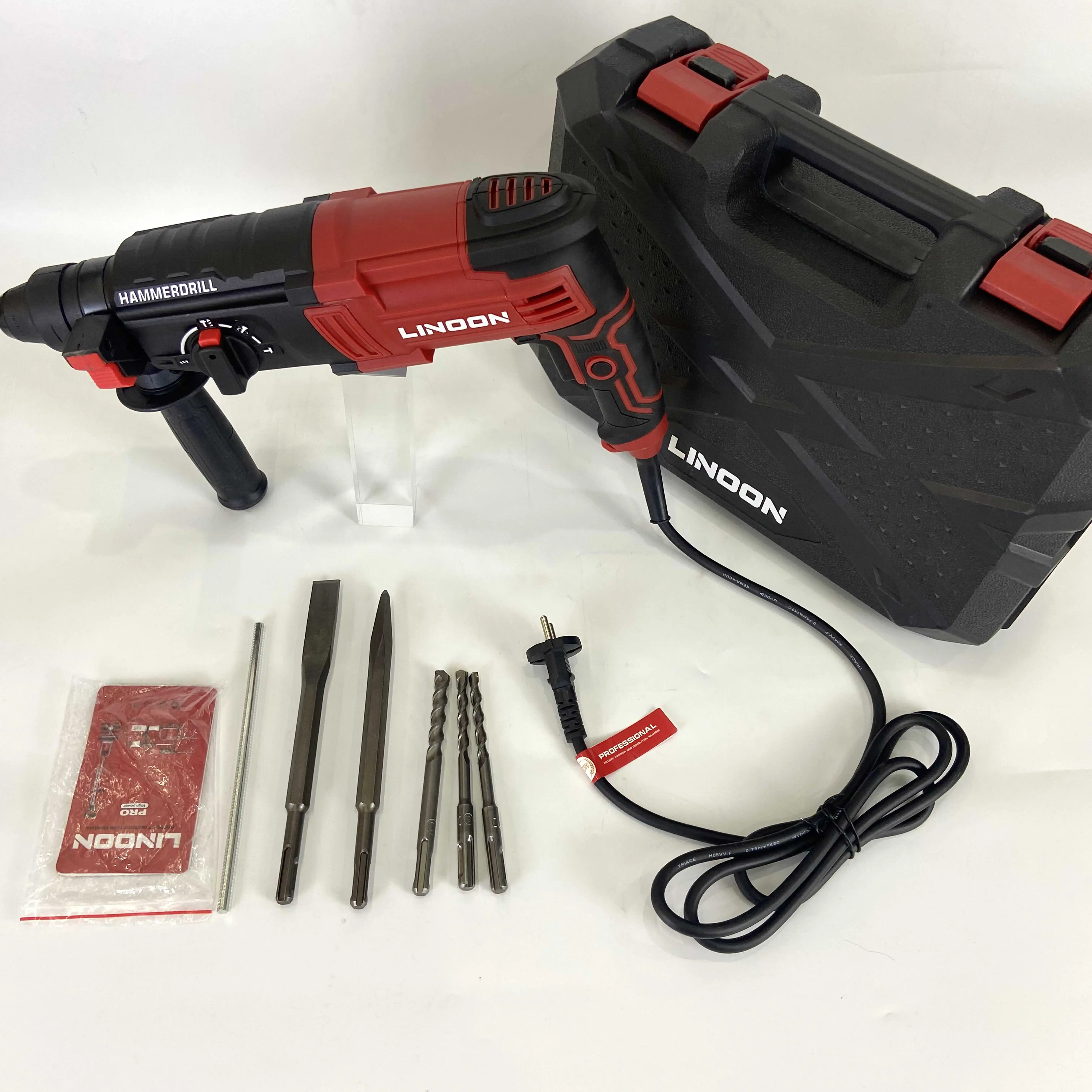LINOON High Quality 25mm1050w Electric Rotary Hammer Tools with 3 Functions