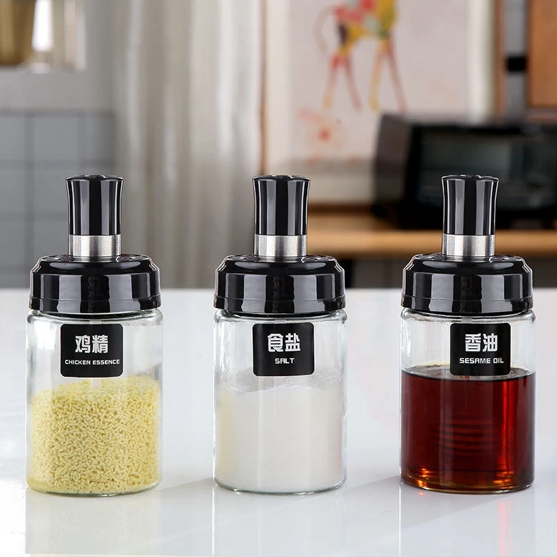 Lead -free Kitchenware 8oz 250ml  Clear Glass Spice Seasoning Jars  Food Salt Honey Storage Container with Spoon Blush