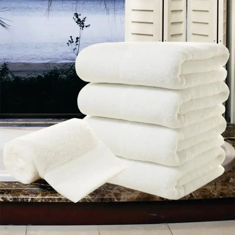 100 Cotton Bath Towel 70x140/80x160CM White Home Hotel Bathroom High Absorbent Large Bathing Towels