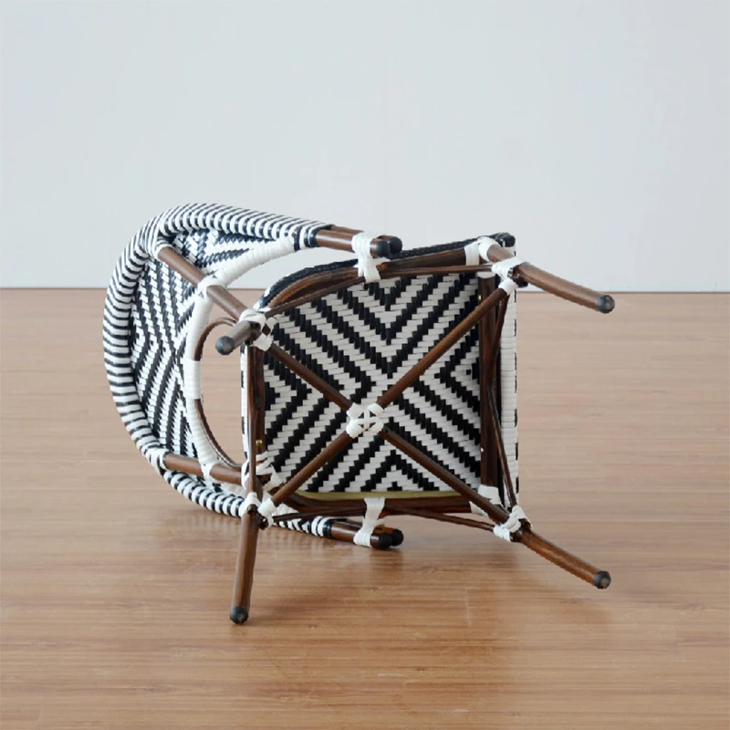 Wholesale Hotel Paris Handmade Stacking Armless French Aluminum Rattan Bamboo Bistro Dining Chairs