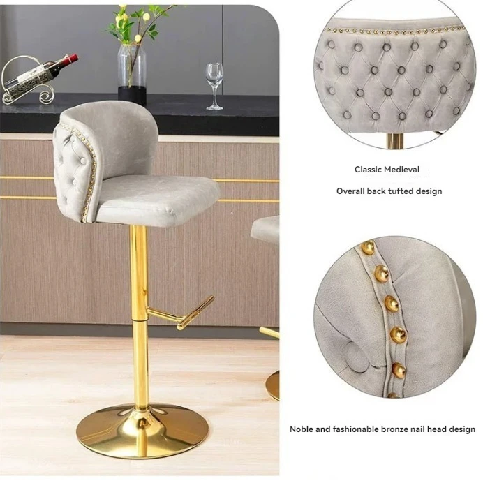 New modern Italian bar chair Light luxury fashion bar chair lift rotary back high chair Home hotel front