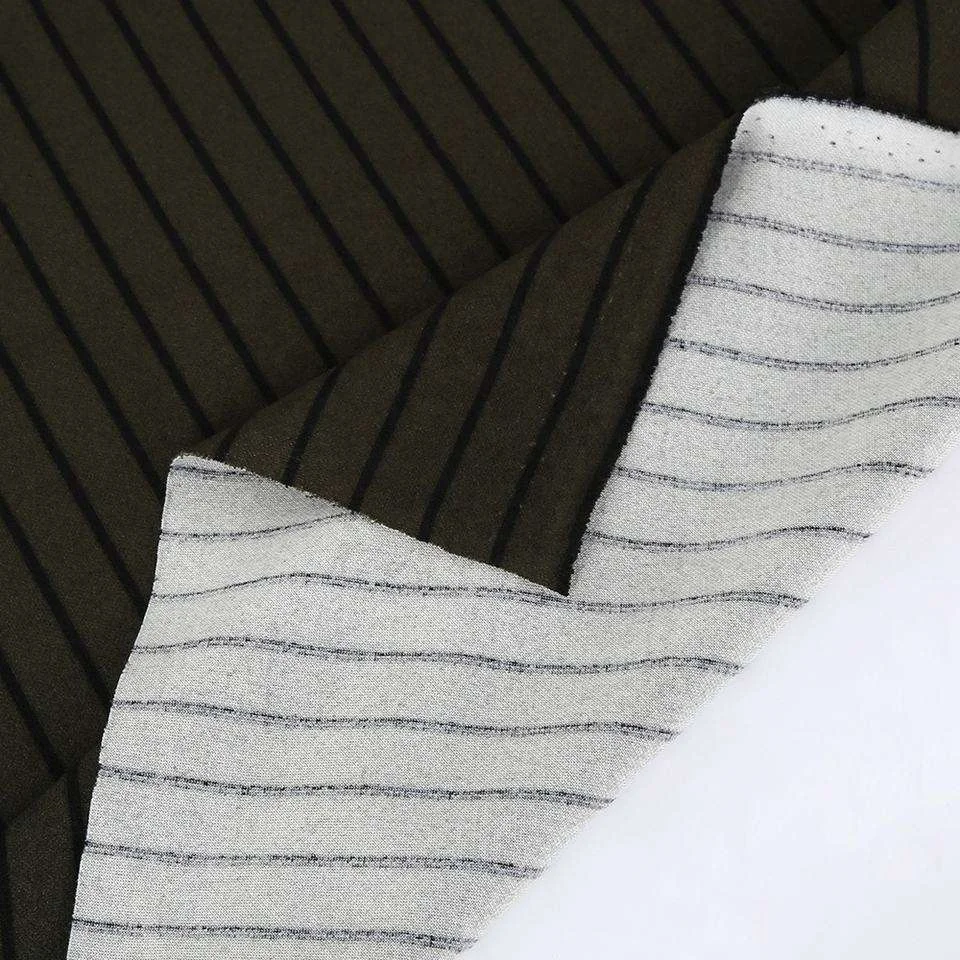 Professional Manufacturer Custom Grs Fashion Knitted scuba Crepe Jersey Stripes Recycled Sustainable Elastic Fabric