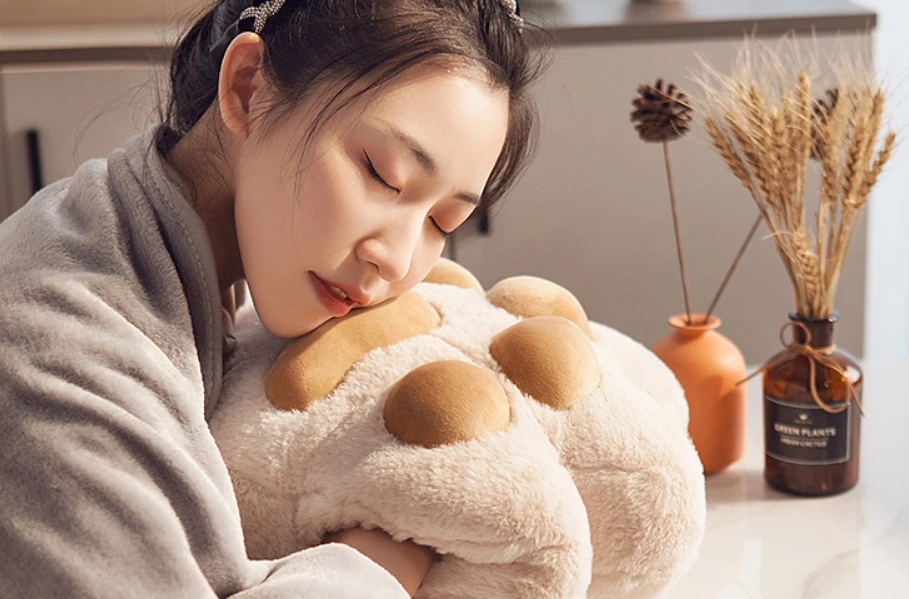 Dual-Purpose Cat Claw Car Pillow Quilt Plush Stuffed Animal Hand Warmer Office Nap Artifact Thicken Travel Pillow Logo Folding
