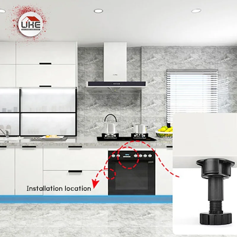 Plastic Legs Adjustable Black Home Decoration 450kg Heavy Duty Kitchen Cabinets feet Accessories