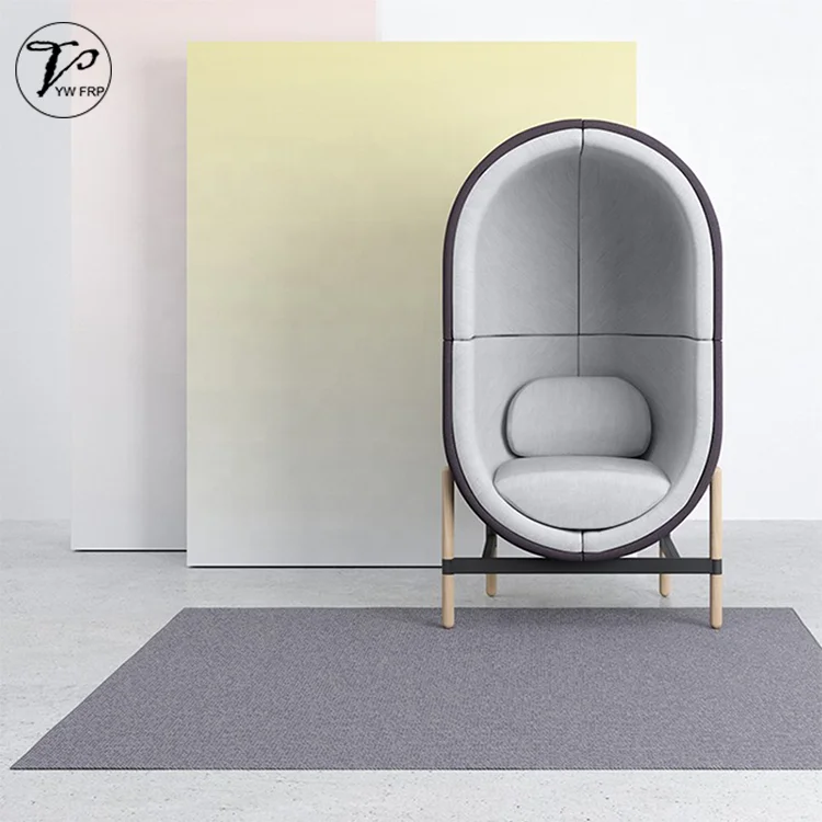 Modern leisure fiberglass capsule shape ball chair living room waiting lounge chair with cushion