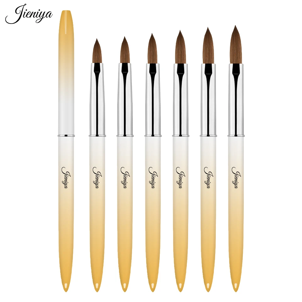 Jieniya Nail supplies multicolor Professional Customized 100% Pure Kolinsky acrylic powder Nail Brush Sable #8 acrylic brush