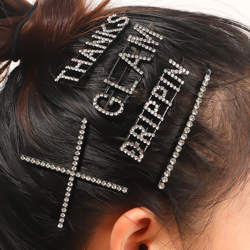 Ruigang INS Hot Sale Crystal Rhinestone Glam Ruigang SEXY BOYS HOPE BOSS GIRLS MISS BABY STAR Letter Hair Clips