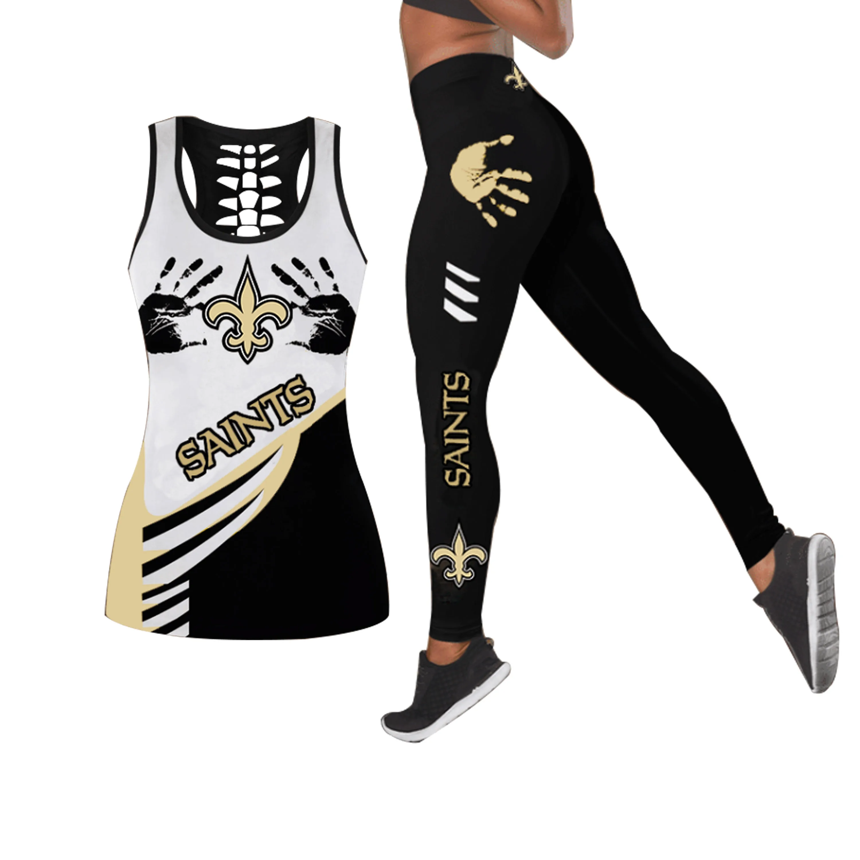 wholesale custom nfl yoga sets fitness tank top seamless plus size yoga leggings sport tight women two piece set