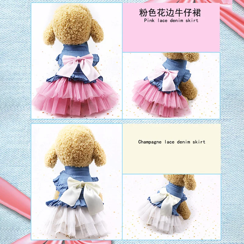 
Peach Blossom Plaid Bow Knot Striped Dog Dress Summer Pink Flower Pet Clothes for Small Chihuahua Cat Tulle XS-2XL 