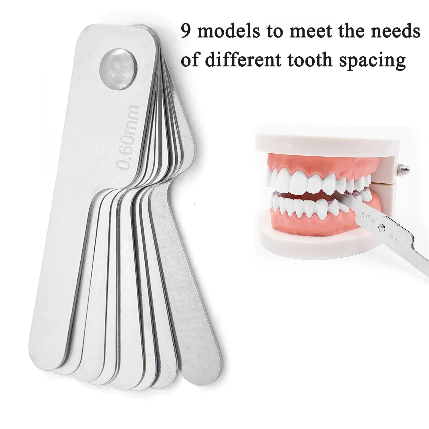 9Pcs/Set Dental Interproximal Reduction Gauge Ruler Tooth Gap Measure Reciprocating stainless Steel Ortho Dental Instrument