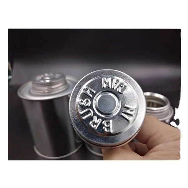 Brush for tin can for PVC solvent cement, Screw top round tin cans