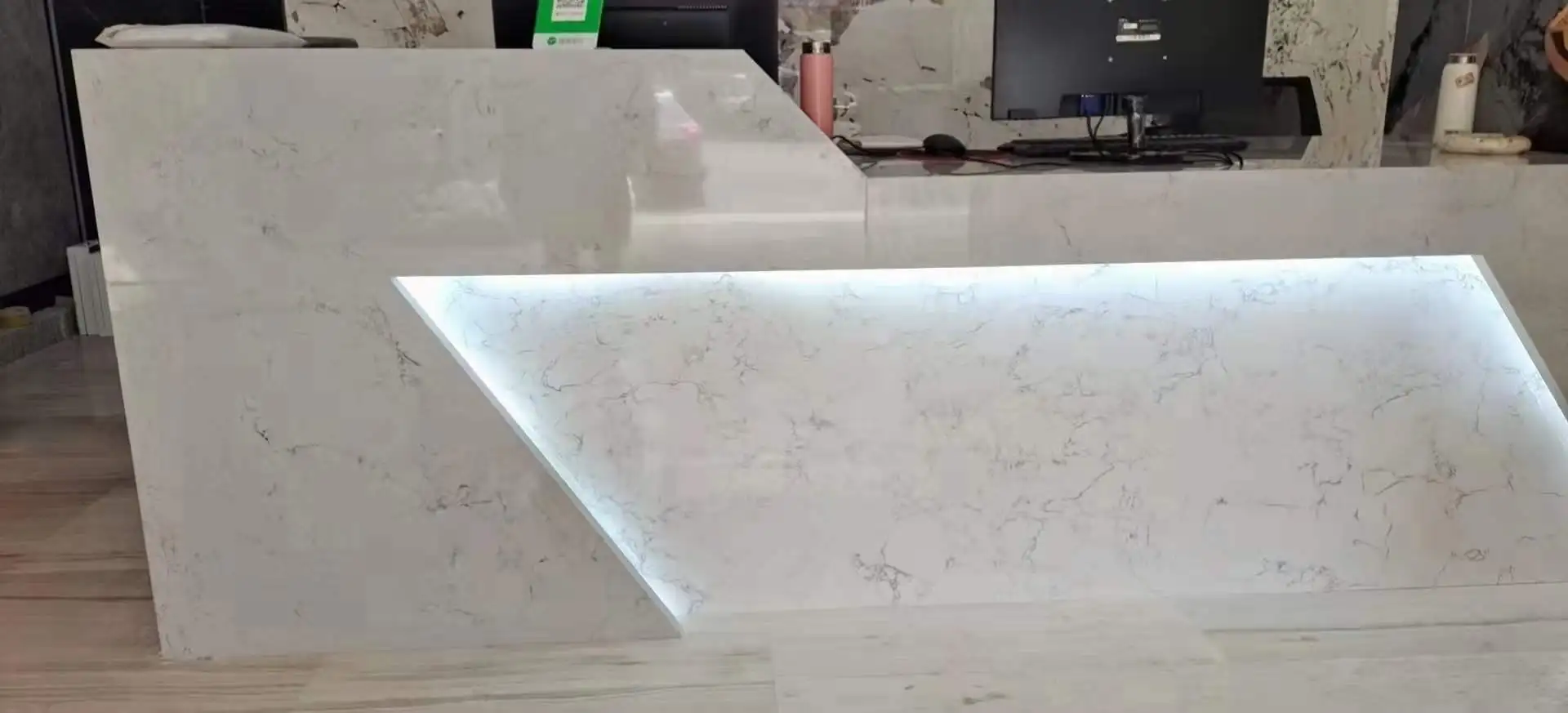 Factory New design real resin artificial stone lightning indoor white artificial marble windowsill cover and TV background